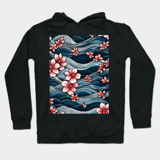 Cherry Blossoms and Kanagawa Wave Hoodie